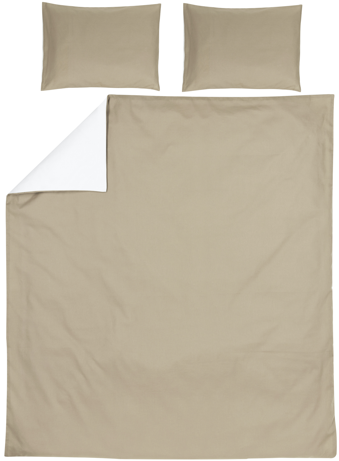 Dekbedovertrek tweepersoons Uni - taupe/offwhite - 200x200/220cm