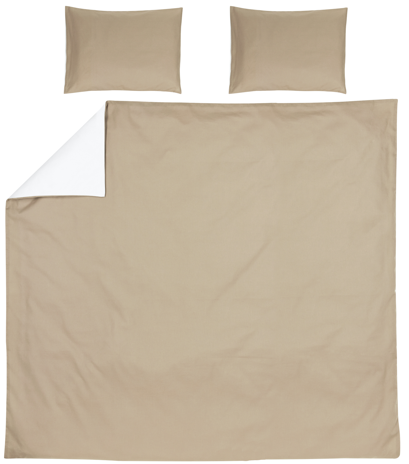 Dekbedovertrek tweepersoons Uni - taupe/offwhite - 240x200/220cm