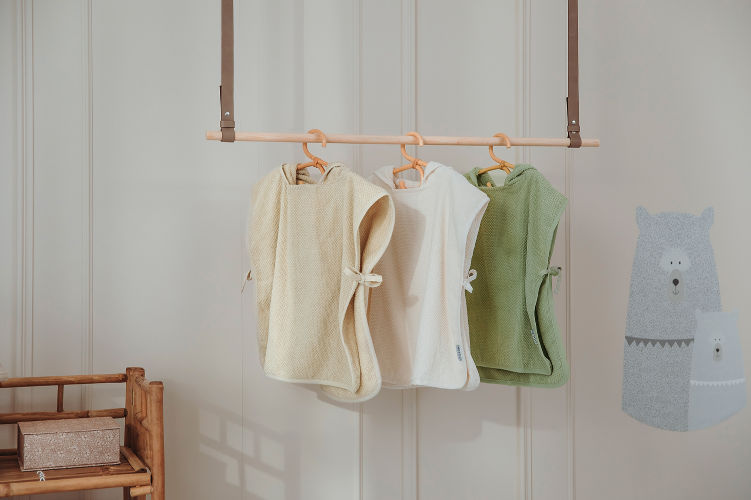 Badponcho Popcorn - soft olive - 1-3 jaar